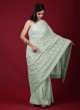 Resham Work Saree In Slate Blue