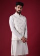 Thread Work Nehru Jacket Suit In Grey Color