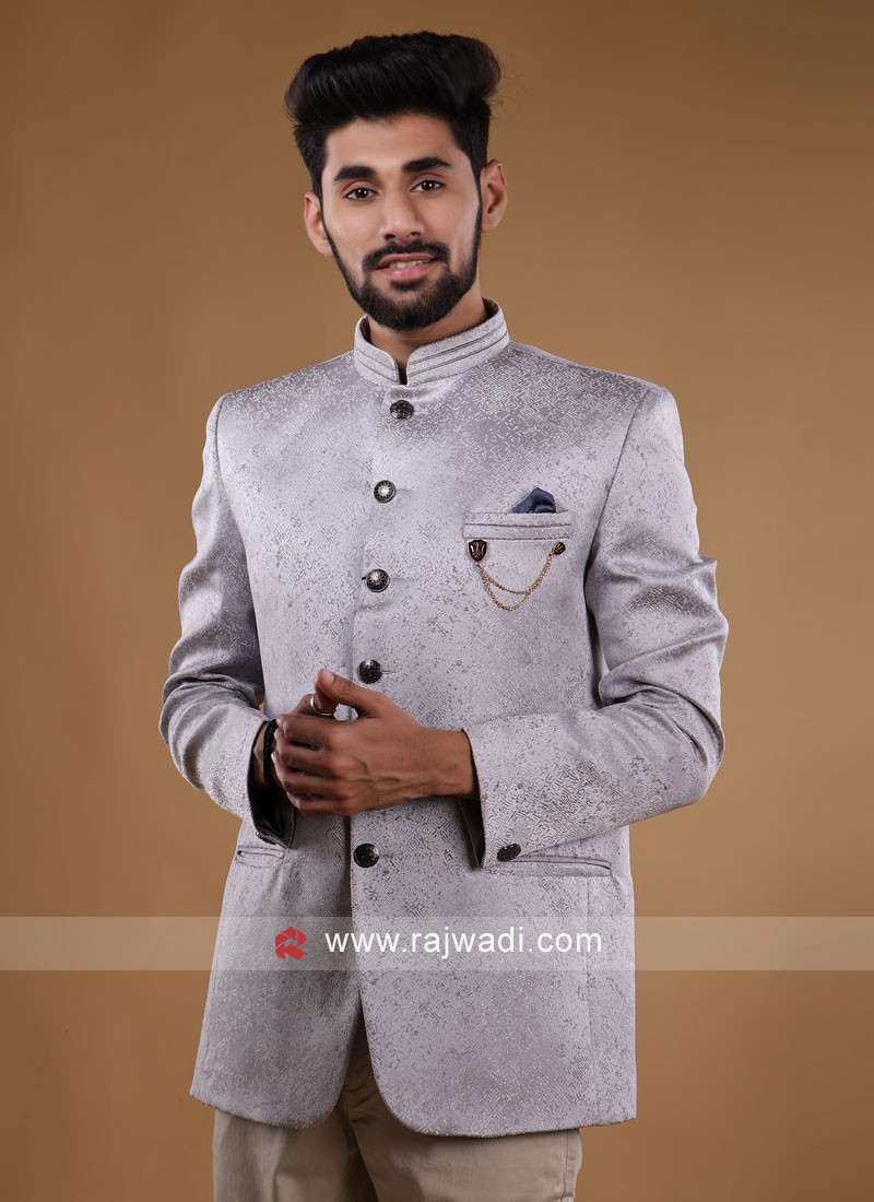 Imported Jodhpuri Suit In Grey