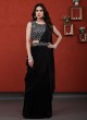 Crush Ready Pleated Saree in Black With Embroidered Blouse