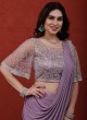 Light Purple Lycra Net Blend Designer Saree