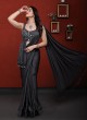 Dark Grey Chiffon Silk Saree with Designer Blouse