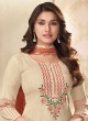 Shagufta Off White Cotton Pant Style Kurti Suit