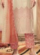 Shagufta Off White Cotton Pant Style Kurti Suit