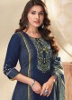 Shagufta Navy Blue Cotton Pant Style Kurti Suit