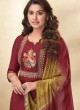 Shagufta Maroon Cotton Kurti with Printed Pant Style Salwar Suit