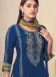 Shagufta Royal Blue Cotton Fabric Pant Style Salwar Kameez