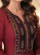 Shagufta Maroon Salwar Kameez In Cotton Fabric