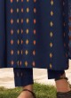 Shagufta Pant Style Cotton Suit In Navy Blue Color