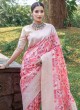 Peach Fancy Digital Printed Organza Saree