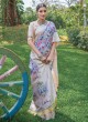 Purple Cotton Organza Designer Saree