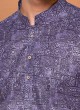 Purple Mens Printed Short Kurta