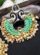 Turquoise Color Meenakari Chandbali Earring