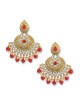 Red Moti Work Chanbali Earrings