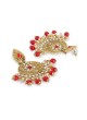 Red Moti Work Chanbali Earrings