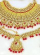 Bridal Wear Gold And Red Necklace Set