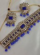Mirror Studded And Pearl Choker Necklace Set