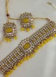 Yellow Mirror Chokar Necklace Set
