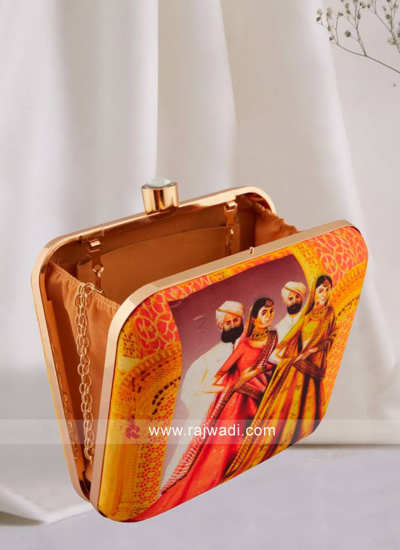 Buy Orange Eyes Square Clutch Purse, Bag With Ethnic Art Design, Divine  Inspired and Sling for Wedding, Anniversary and Evening Party. Online in  India - Etsy