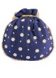 Wedding Wear Flower Design Navy Blue Potli Bag