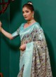 Firoza Colored Fancy Printed Organza Saree