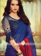 Chiffon Silk Blue And Red Shaded Saree