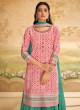Shagufta Pink And Rama Color Readymade Palazzo Style Suit