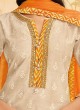 Festive Wear Cream Palazzo Suit In Silk