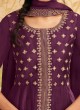 Shagufta Purple Embroidered Silk Trendy Anarkali Suit