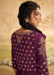 Shagufta Purple Embroidered Silk Trendy Anarkali Suit