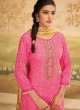 Shagufta Pink Leheriya Style Silk Fabric Sharara Suit