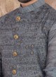 Attractive Grey Color Nehru Jacket Suit