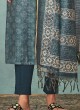 Shagufta Printed Salwar Kameez In Steel Blue Color