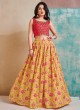 Red And Yellow Floral Designer Choli Suit