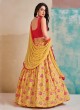 Red And Yellow Floral Designer Choli Suit