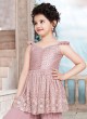 Wedding Wear Chiffon Palazzo Suit In Onion Pink Color