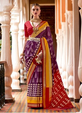 Multi-colored Patola Printed Silk Saree