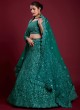 Turquoise Net Floral Embroidered Designer Lehenga Choli