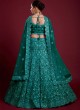 Turquoise Net Floral Embroidered Designer Lehenga Choli