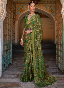 Brasso Ajrakh Printed Saree For Women