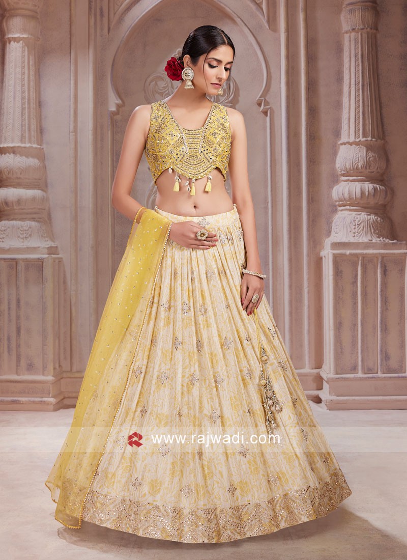 Buy Yellow Lehenga And Blouse Dupion Dupatta Butterfly Net Bridal Set For  Women by Aariyana Couture Online at Aza Fashions.