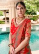 Stunning Red Woven Silk Classic Saree