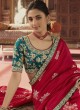 Stunning Red Zari Embroidered Traditional Saree