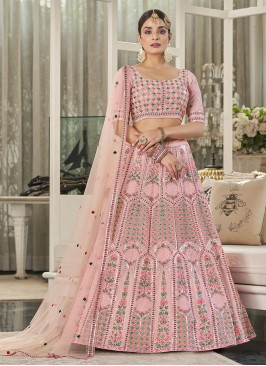 Pink Georgette Bridal Lehenga Choli