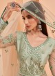 Embroidered Pista Green Net Dress Material