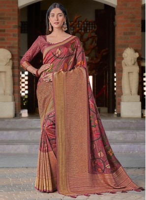 Mesmerising Maroon Art Silk Woven Saree