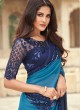 Aesthetic Embroidered Blue Shaded Saree