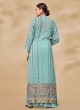 Aqua Blue Sequins Sharara Salwar Kameez