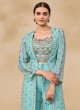 Aqua Blue Sequins Sharara Salwar Kameez