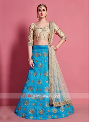 Sky Blue & Beige Color Lehenga Choli